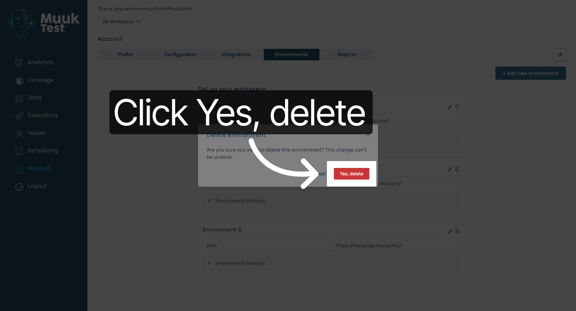 Confirm Environment Deletion