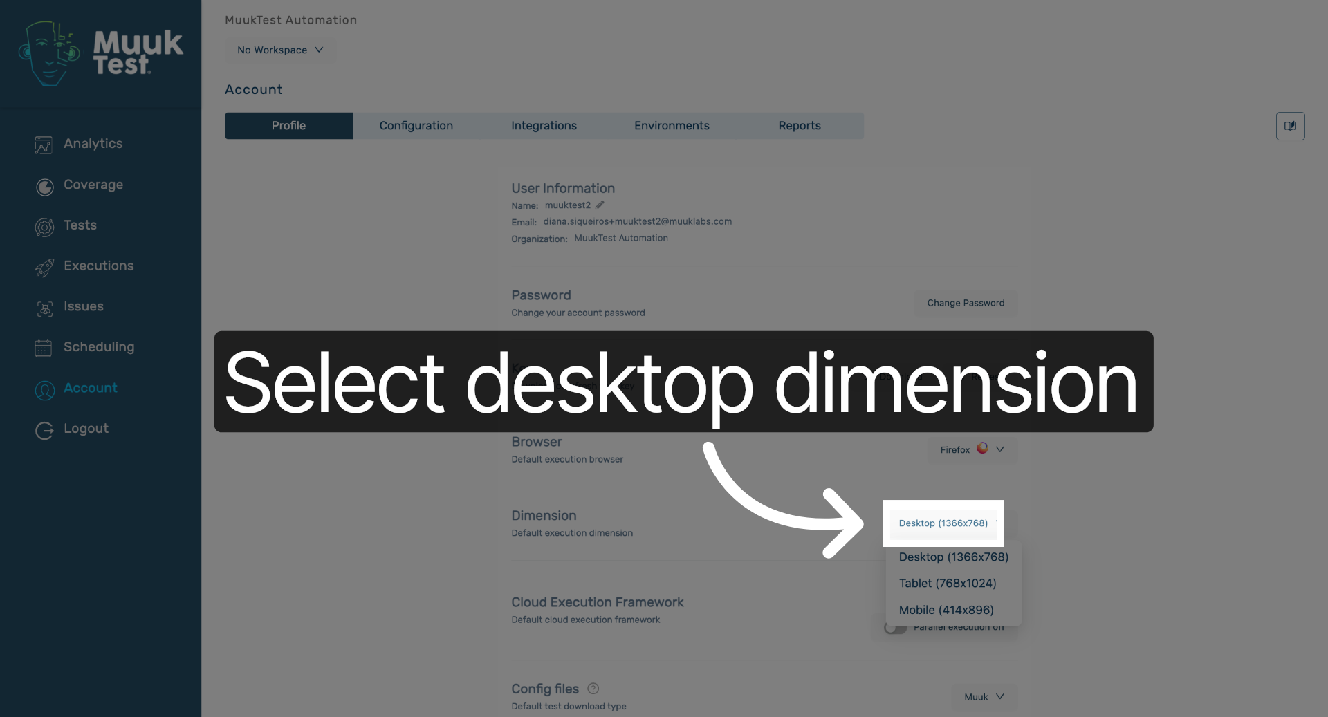 Select Desktop Dimension