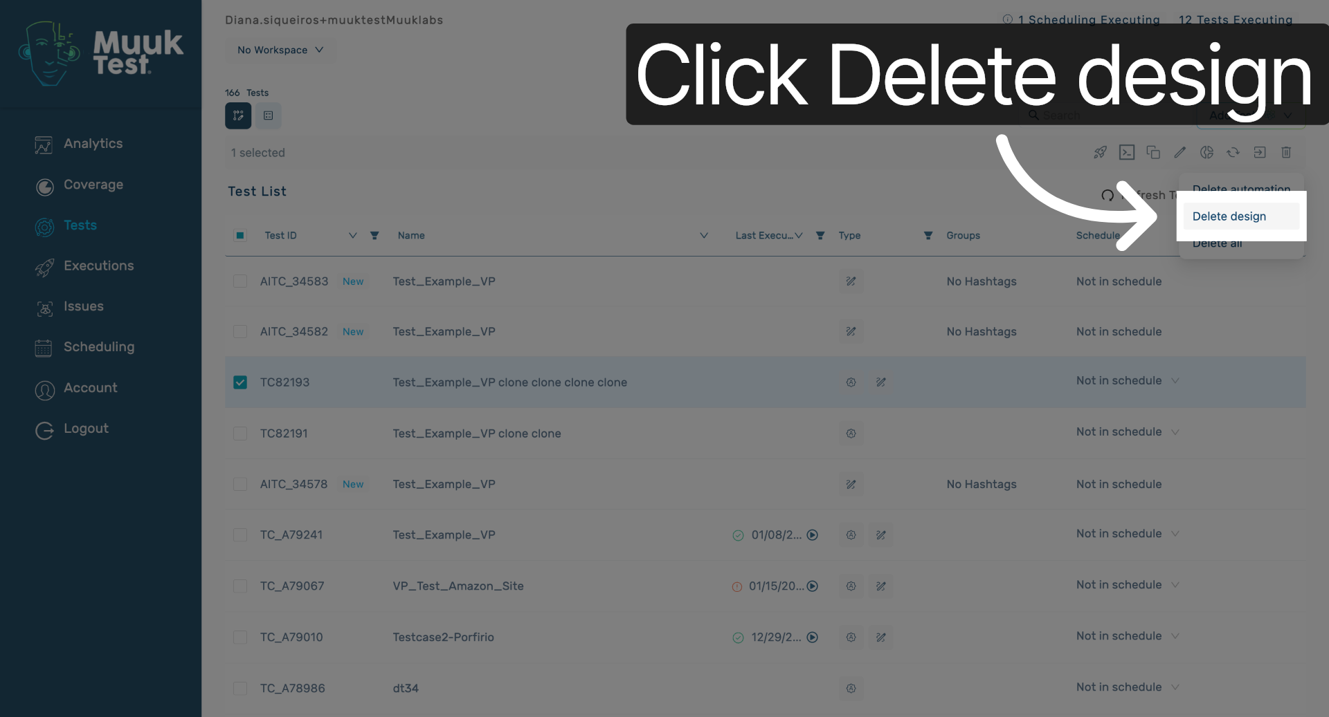 Select Delete Design Again