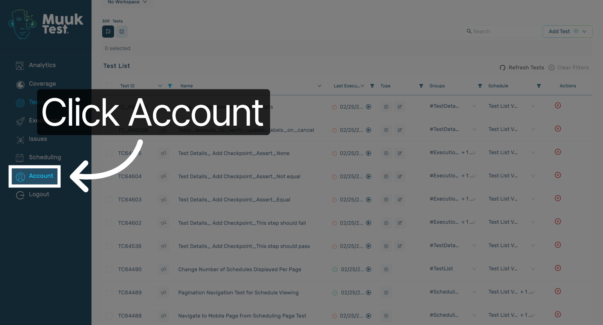 Open Account Settings