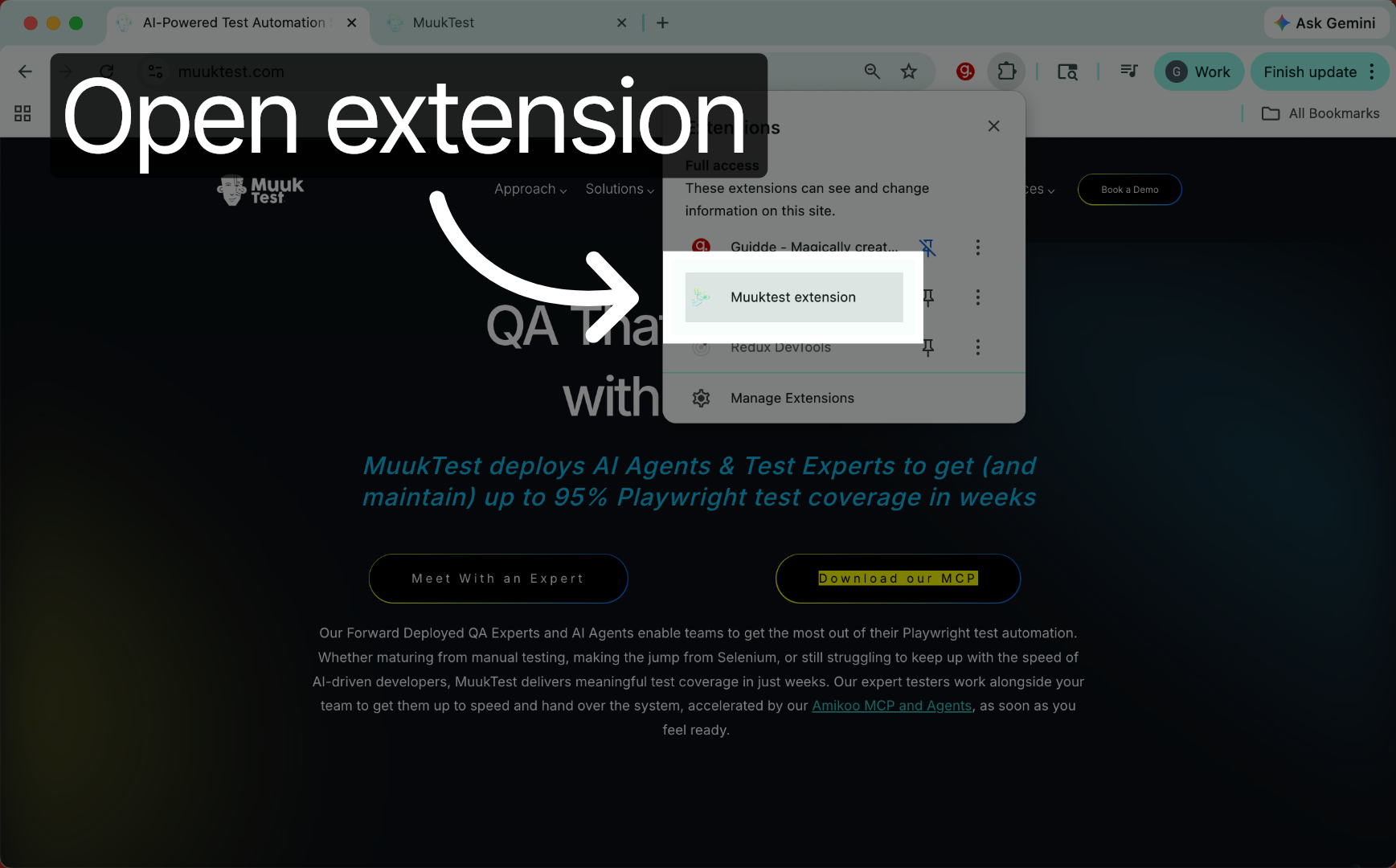 Open Extension Menu