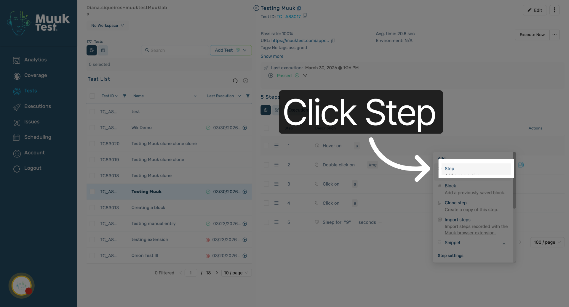 Select Step Action