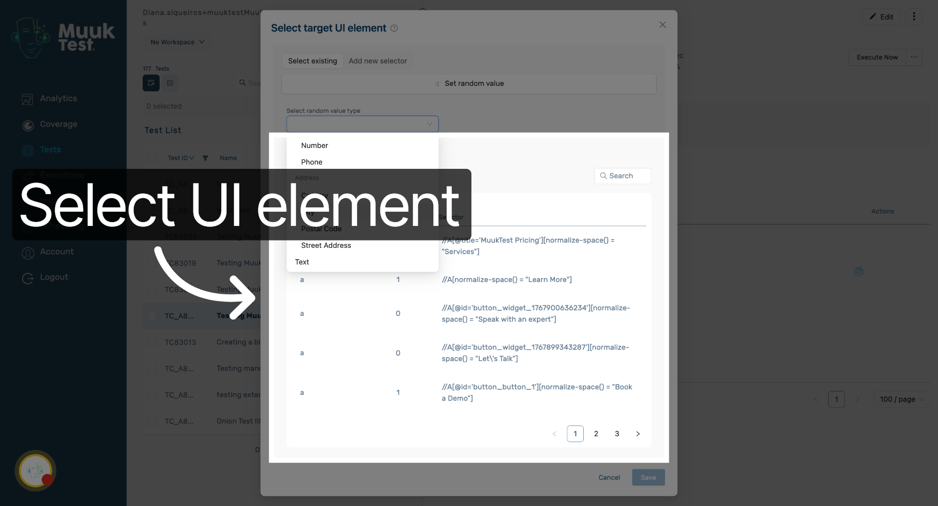 Select UI Element for Action