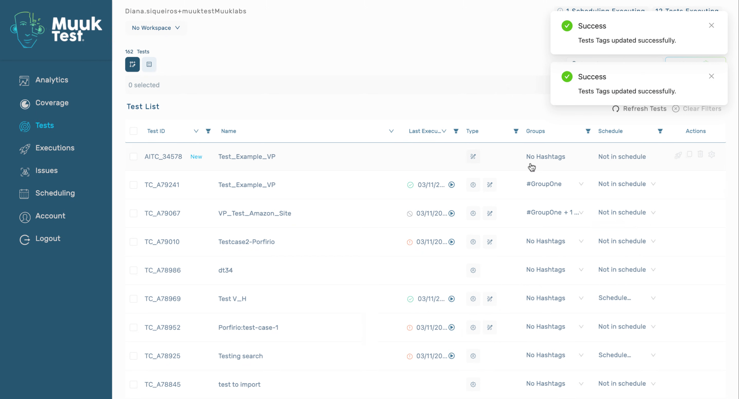 Group Tests Individually Or In Bulk