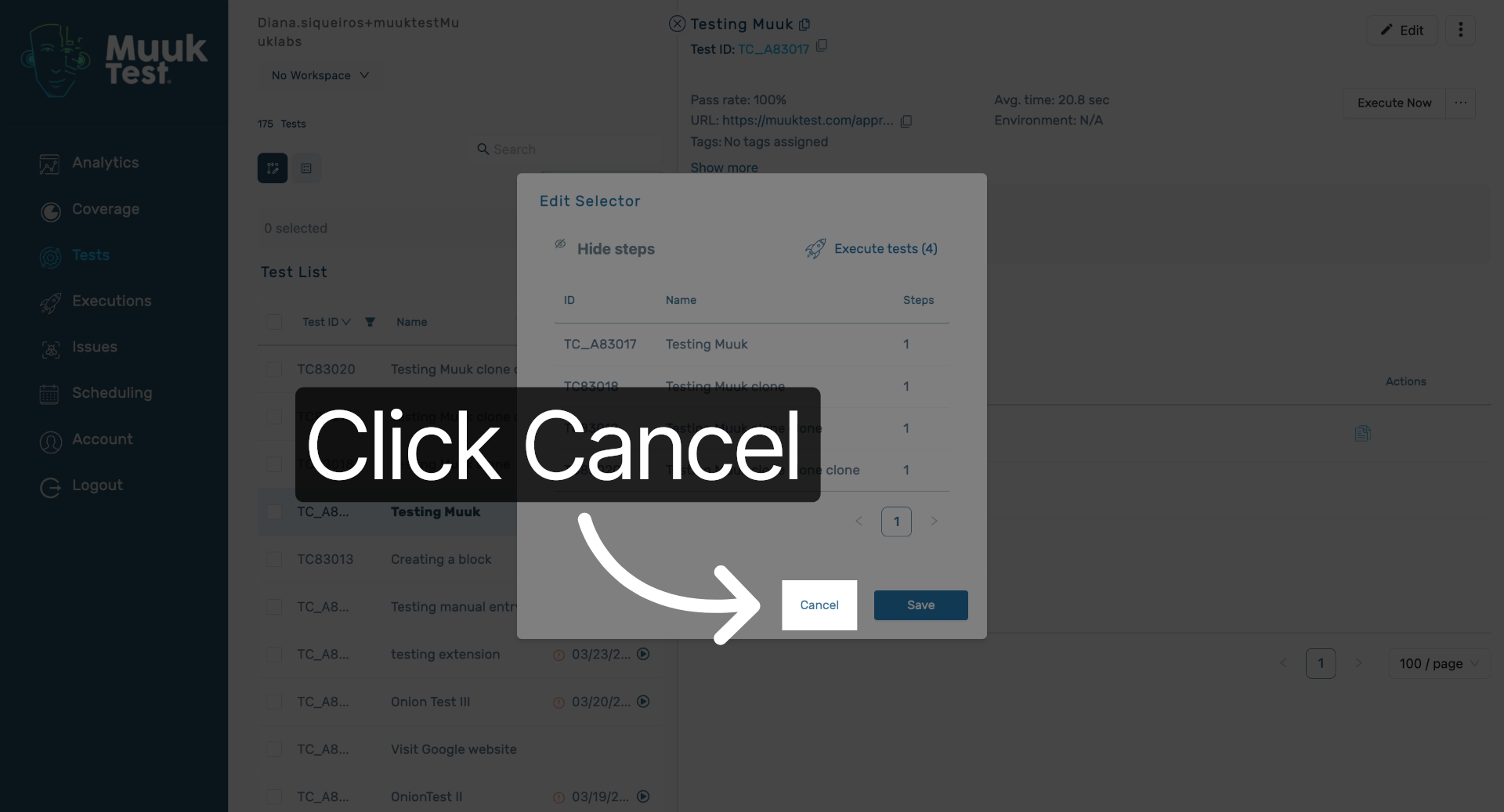 Cancel Step Editing