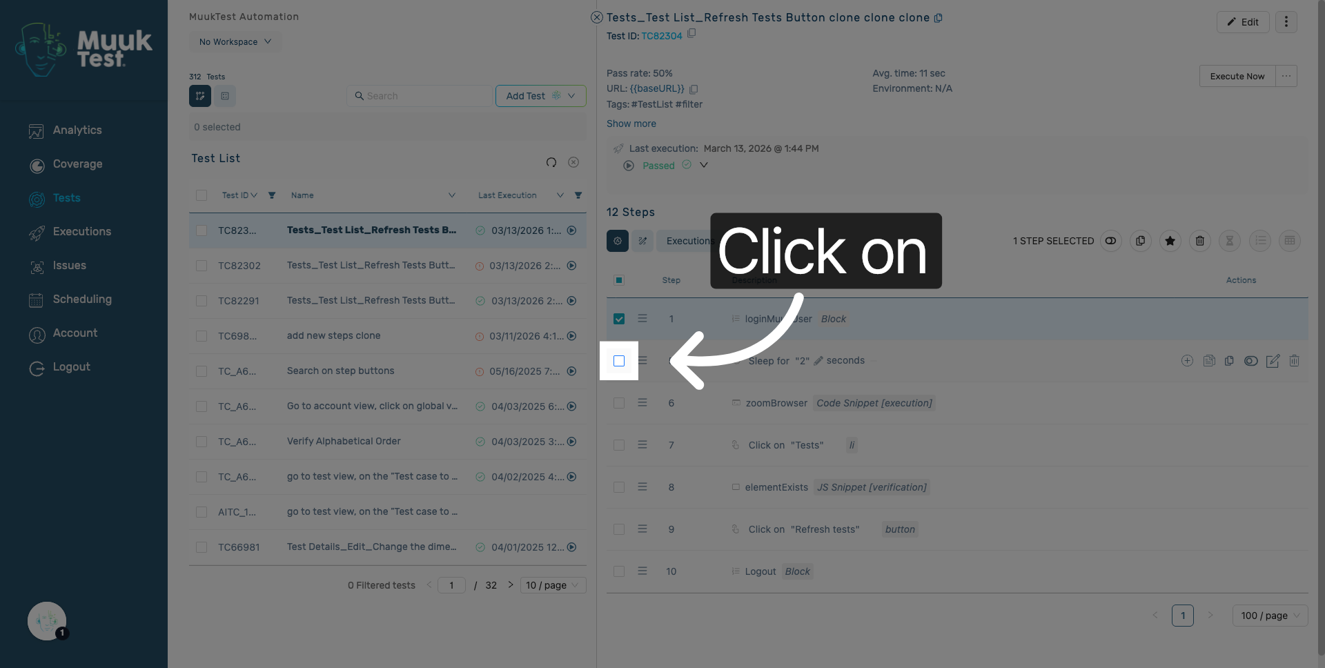 Select steps