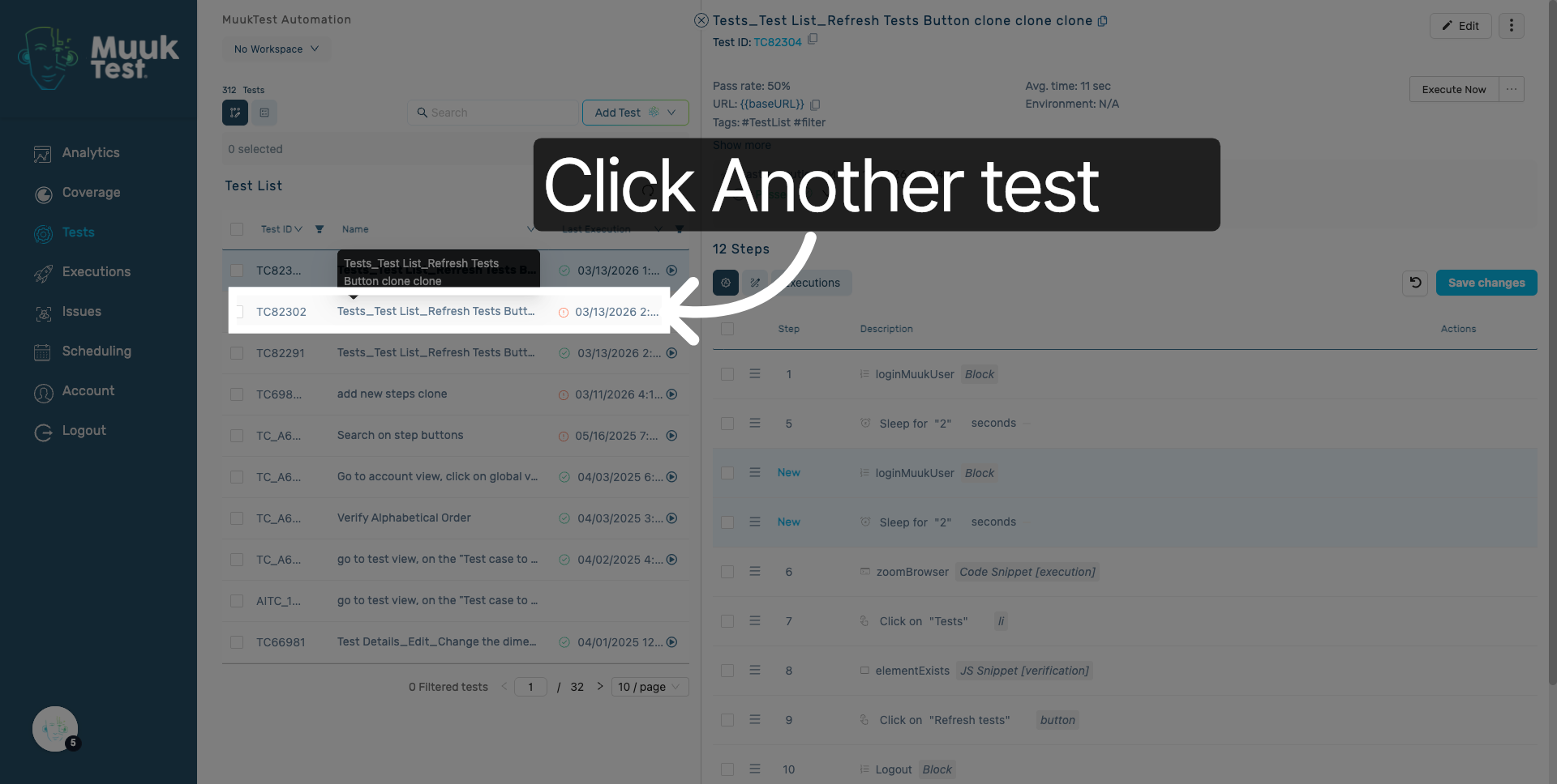Paste steps in another test