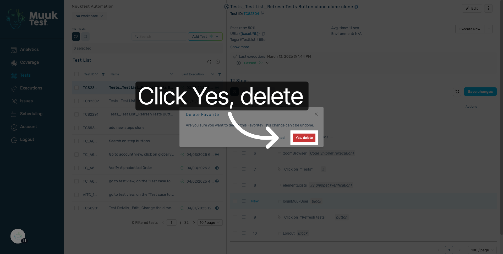 Confirm Favorite Deletion