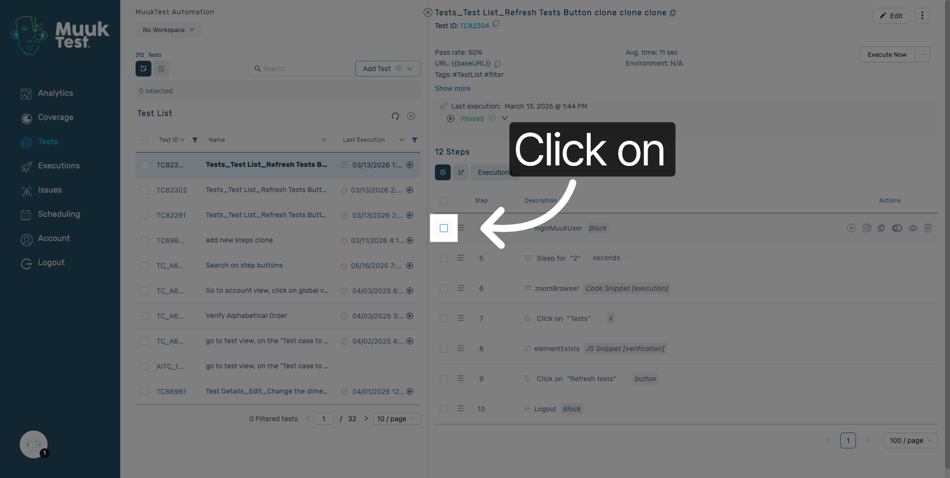 Select steps