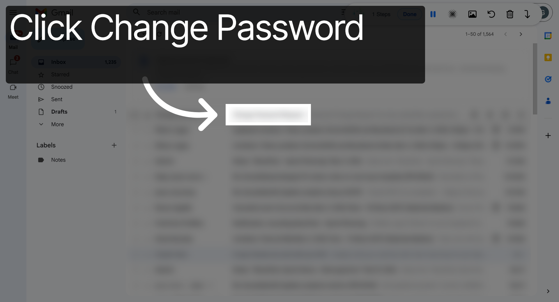 Open Password Change Request Email
