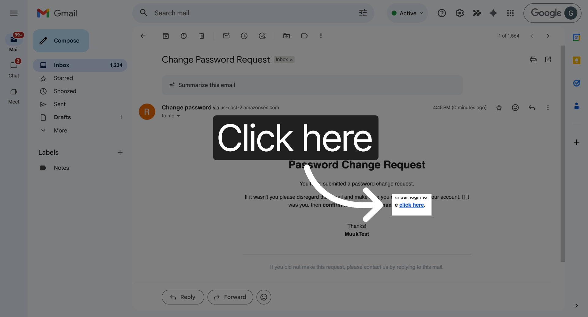 Follow Password Change Link