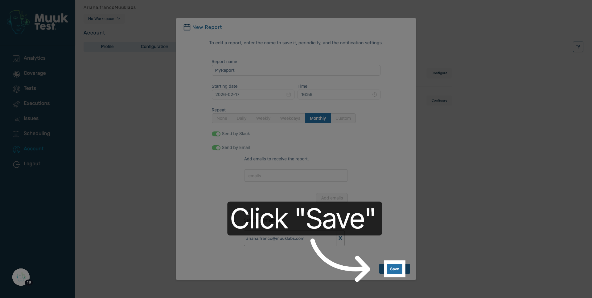 Save Report Configuration