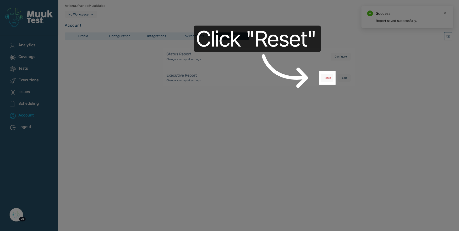 Reset Report Settings
