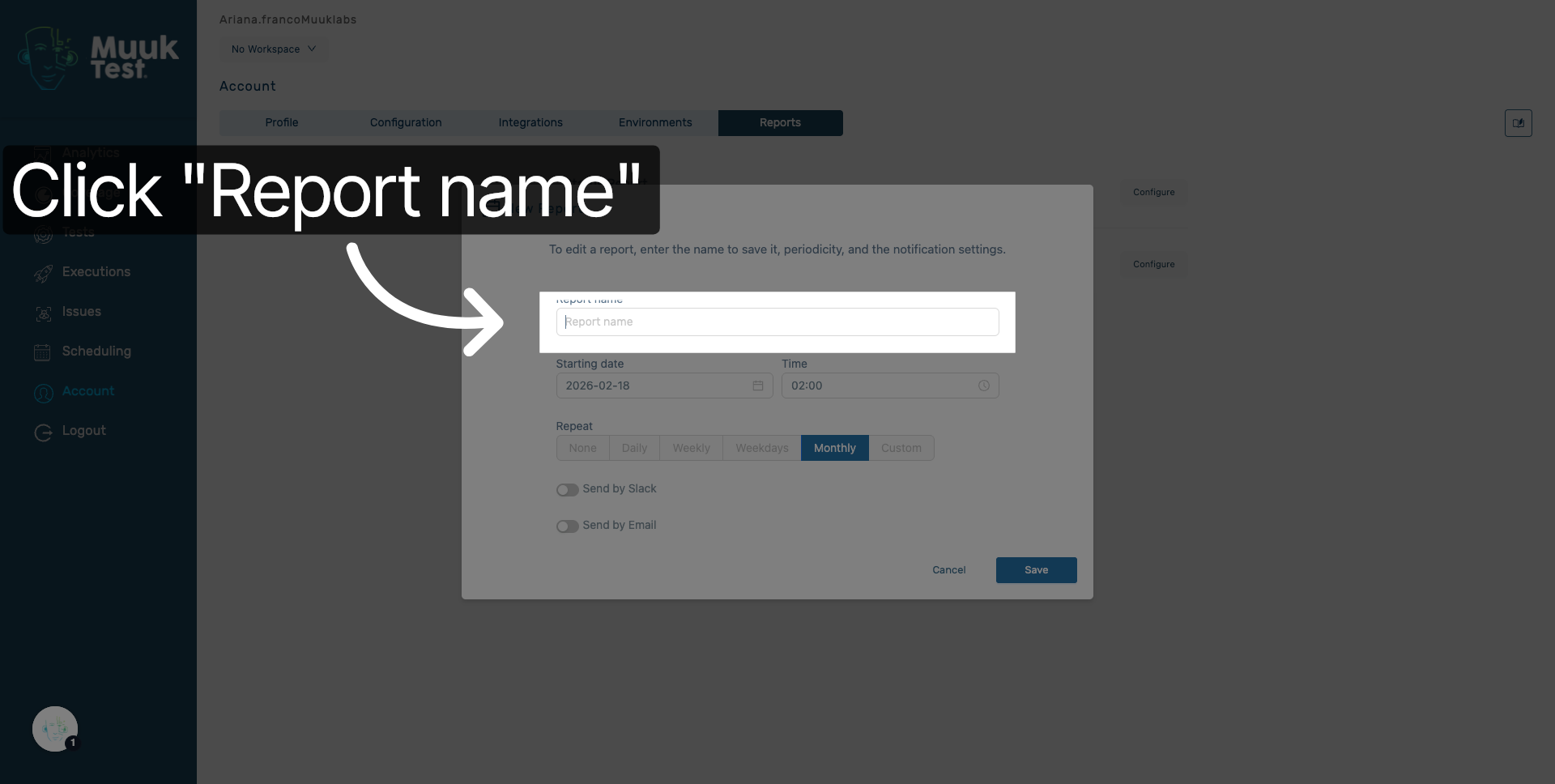 Select Report Name Field