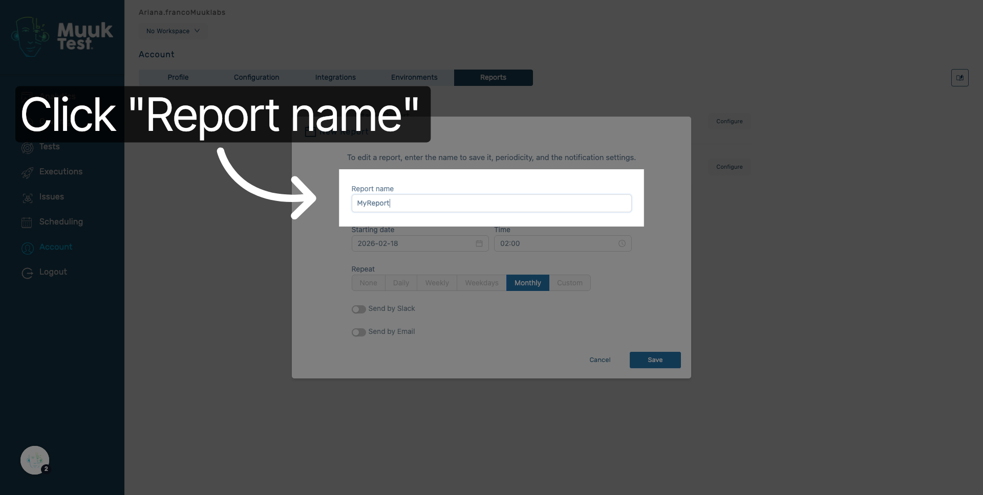Reopen Report Name Field