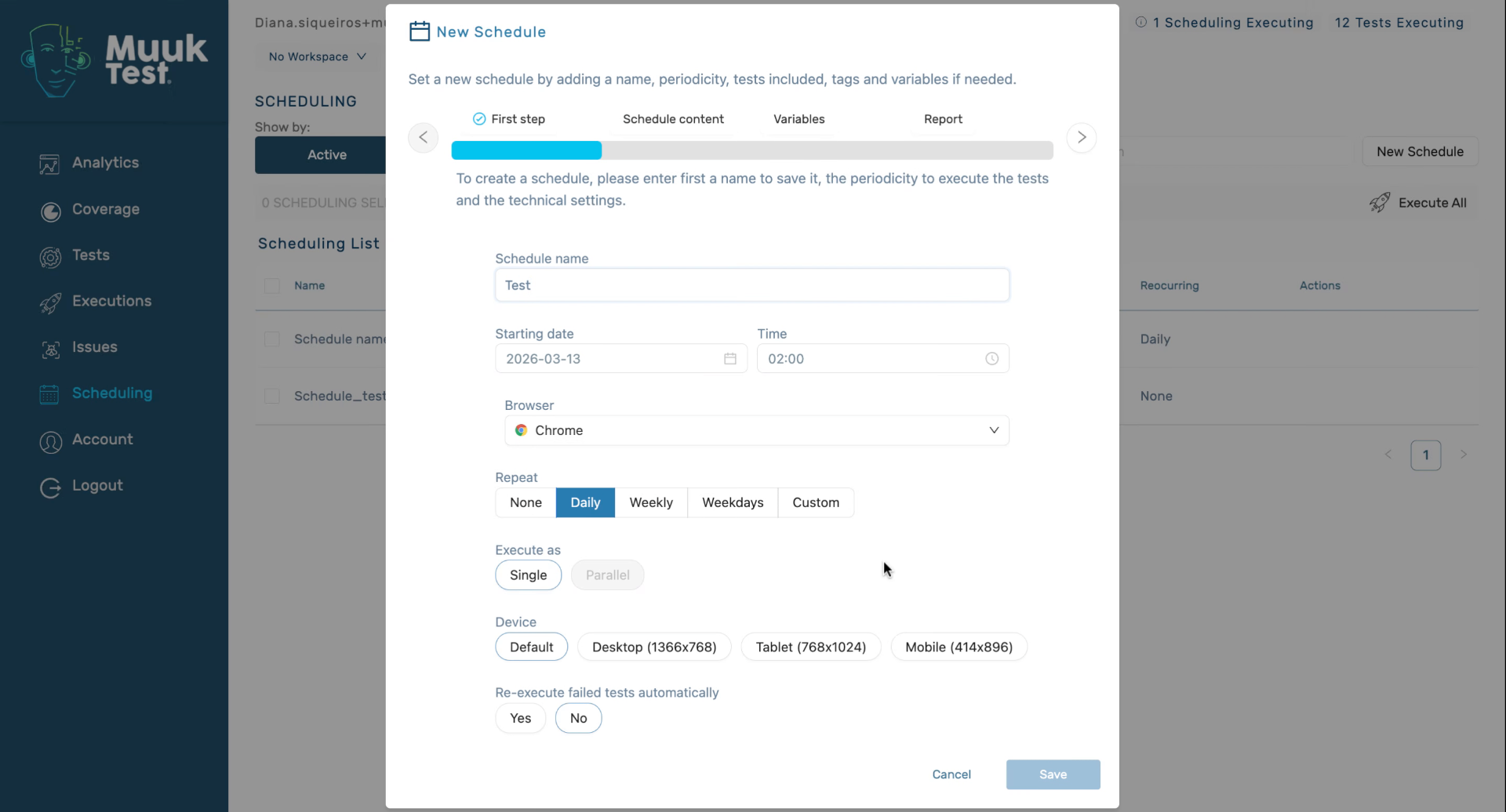 Configure Repeat And Execution Options