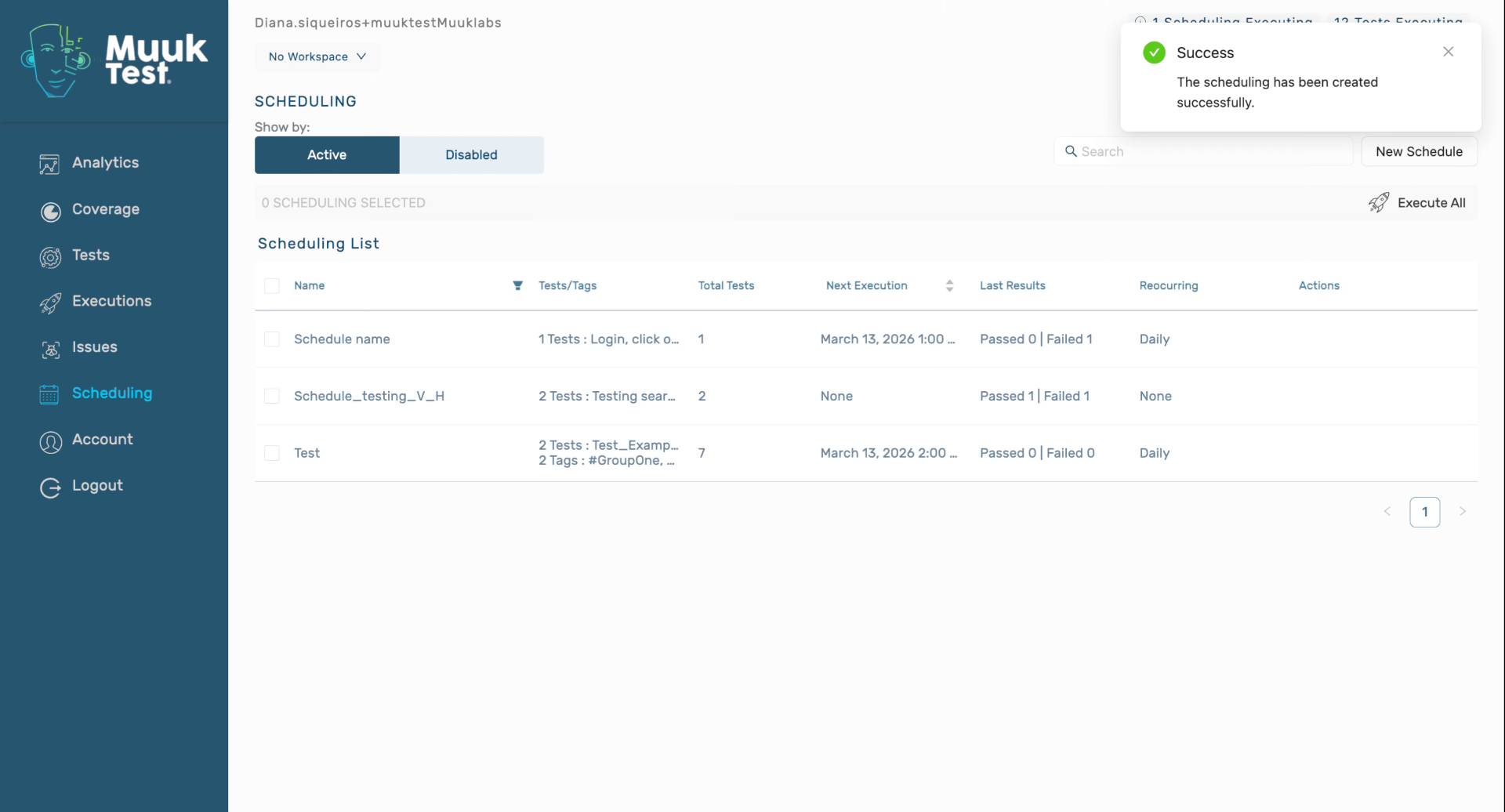 Review Schedule Execution Time