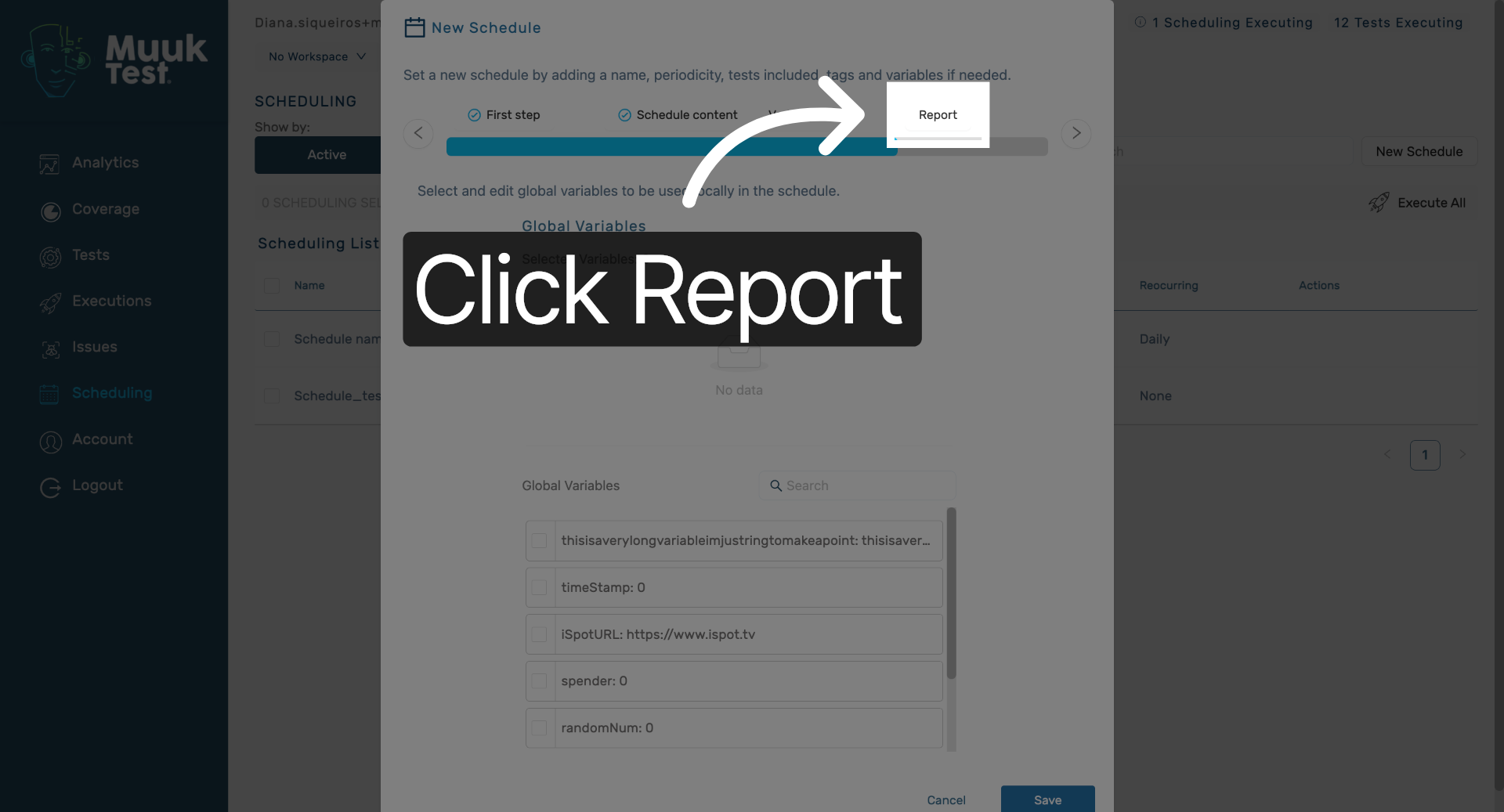 Open Report Settings