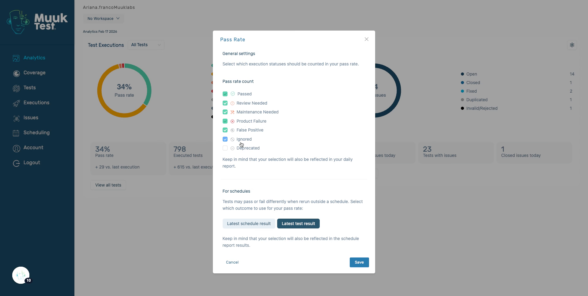 Enter Ignored Status