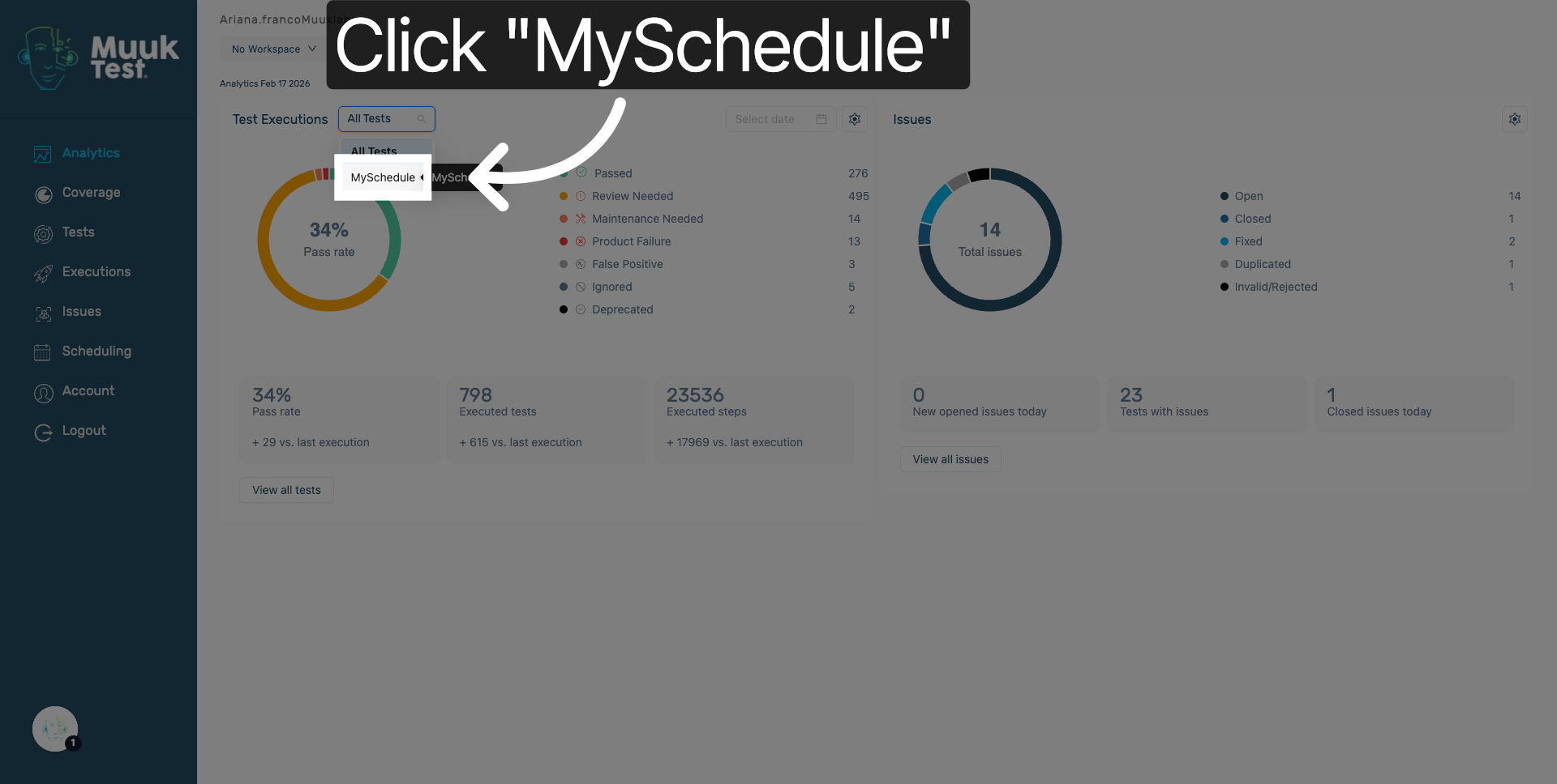 Open MySchedule Section