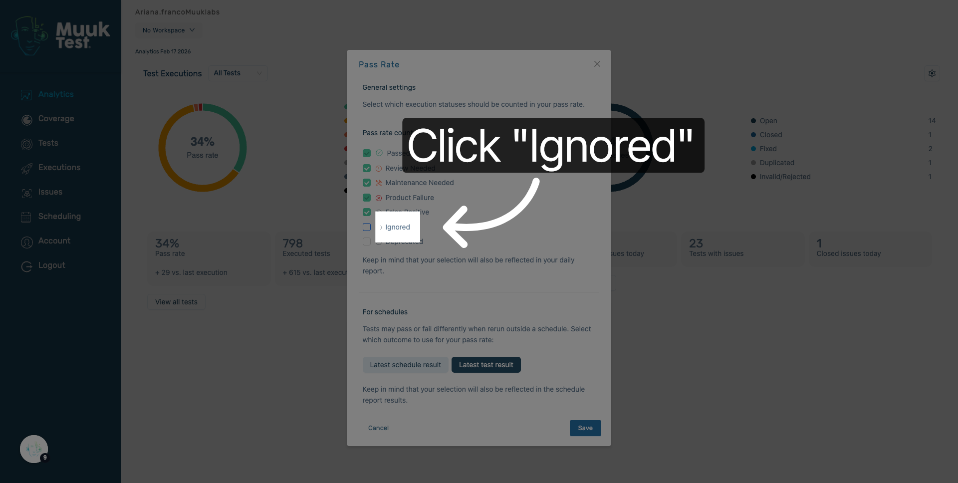Choose Ignored Status