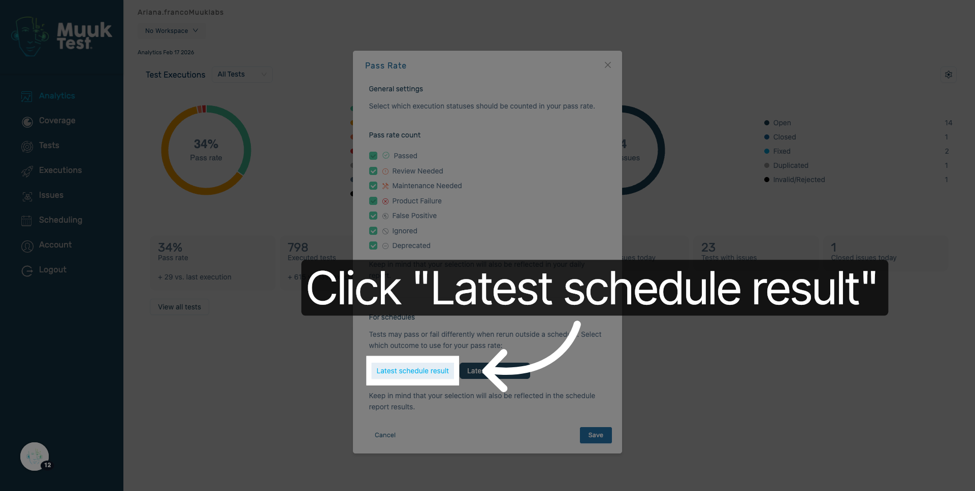 Filter by Latest Schedule Result