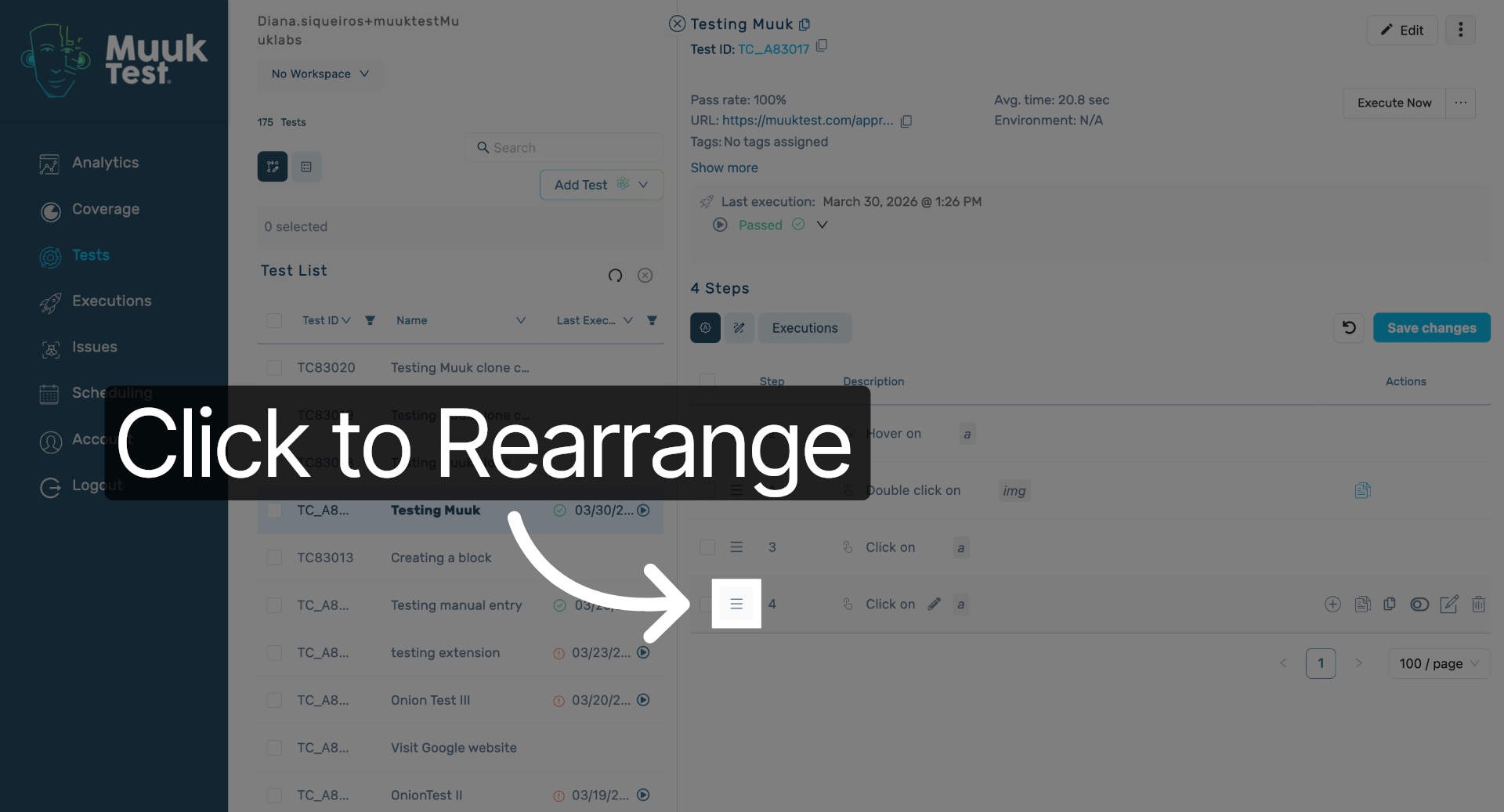 Click to Rearrange Steps
