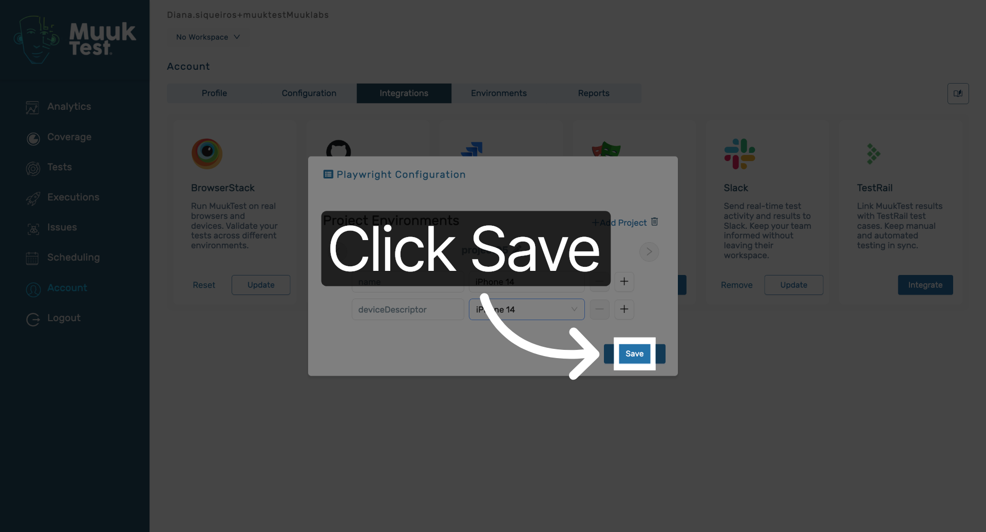 Save Integration Settings