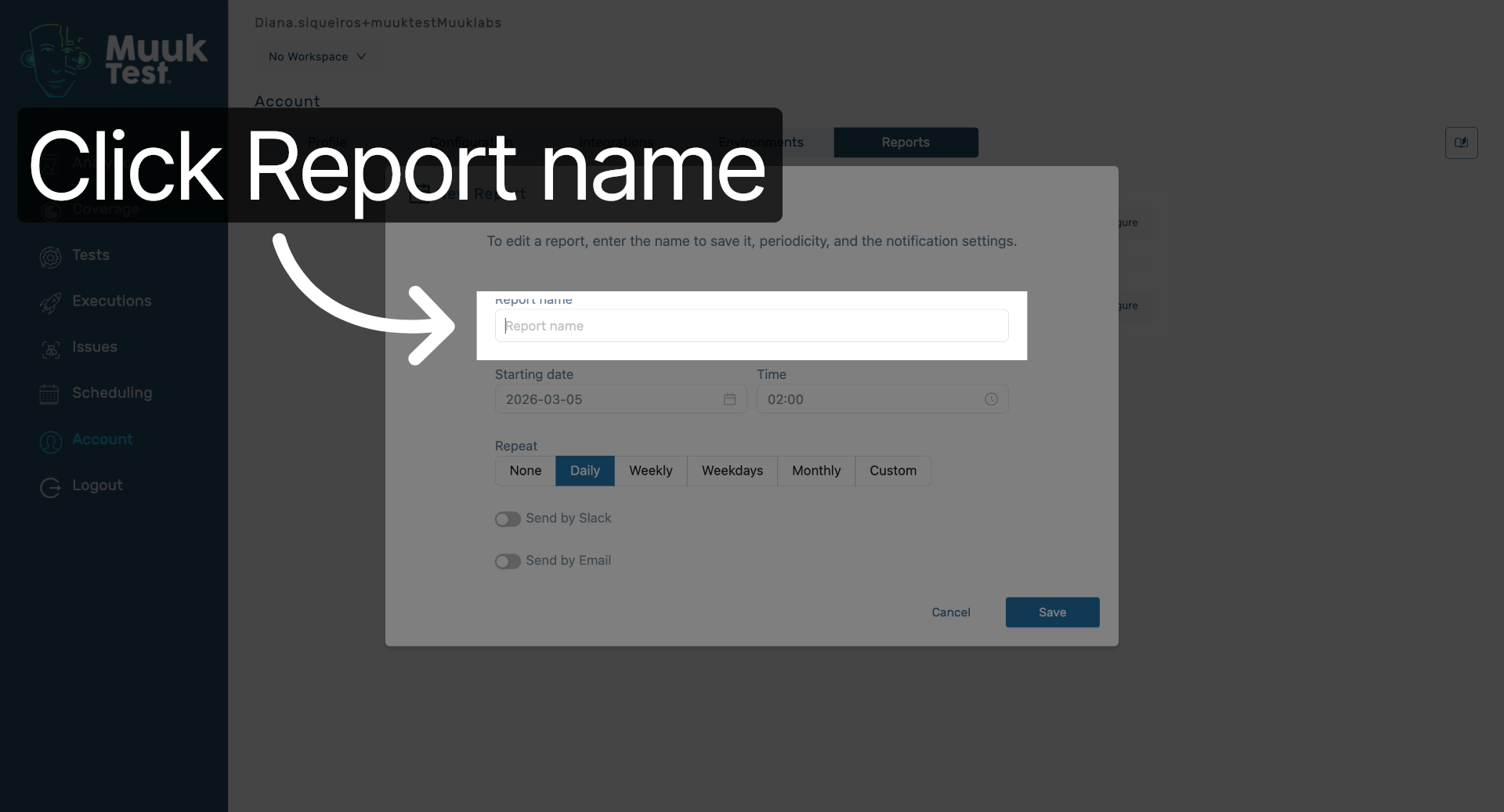 Select Report Name Field