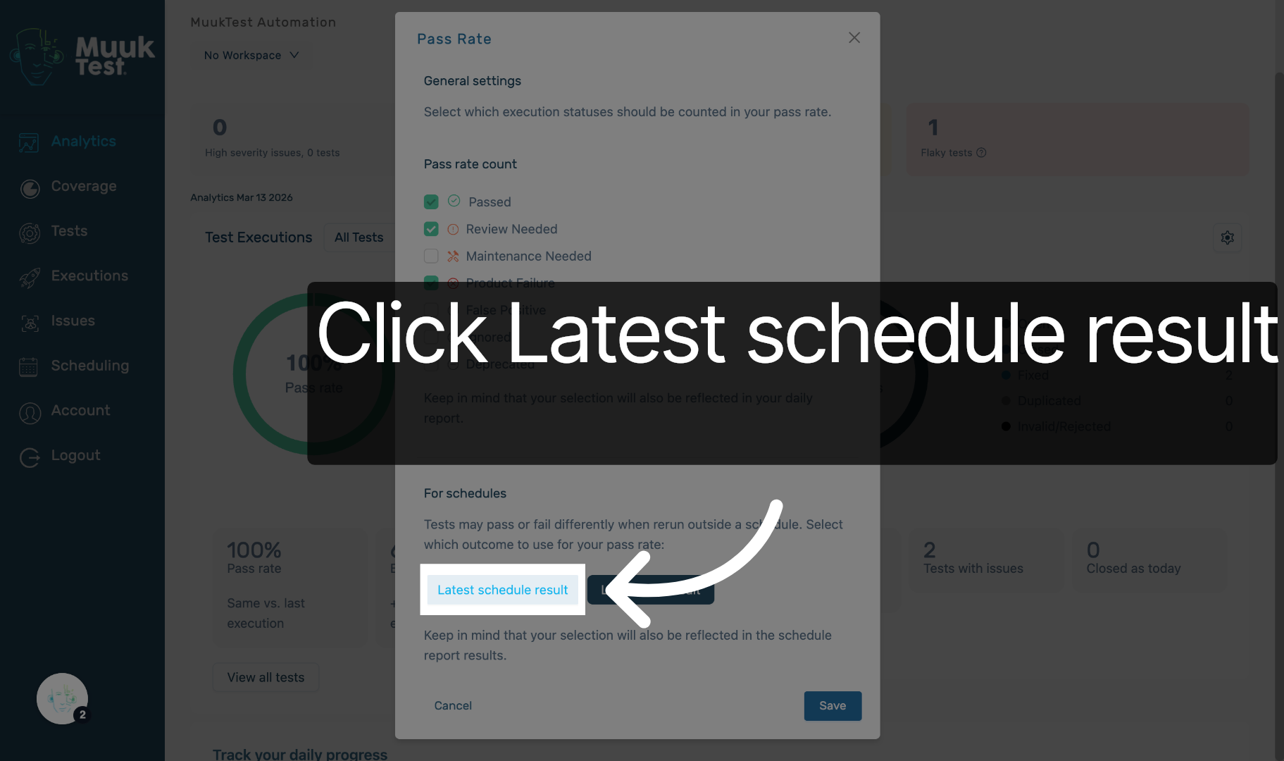 Click Latest schedule results