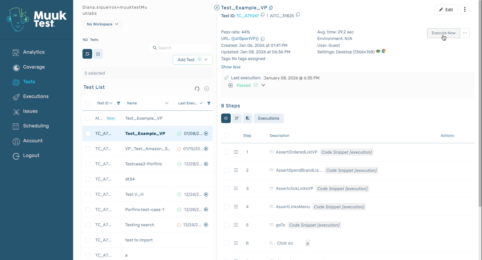 Start Active Test Execution
