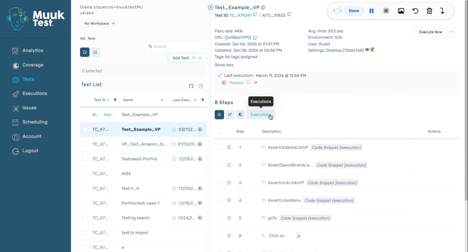 Review Execution History Details