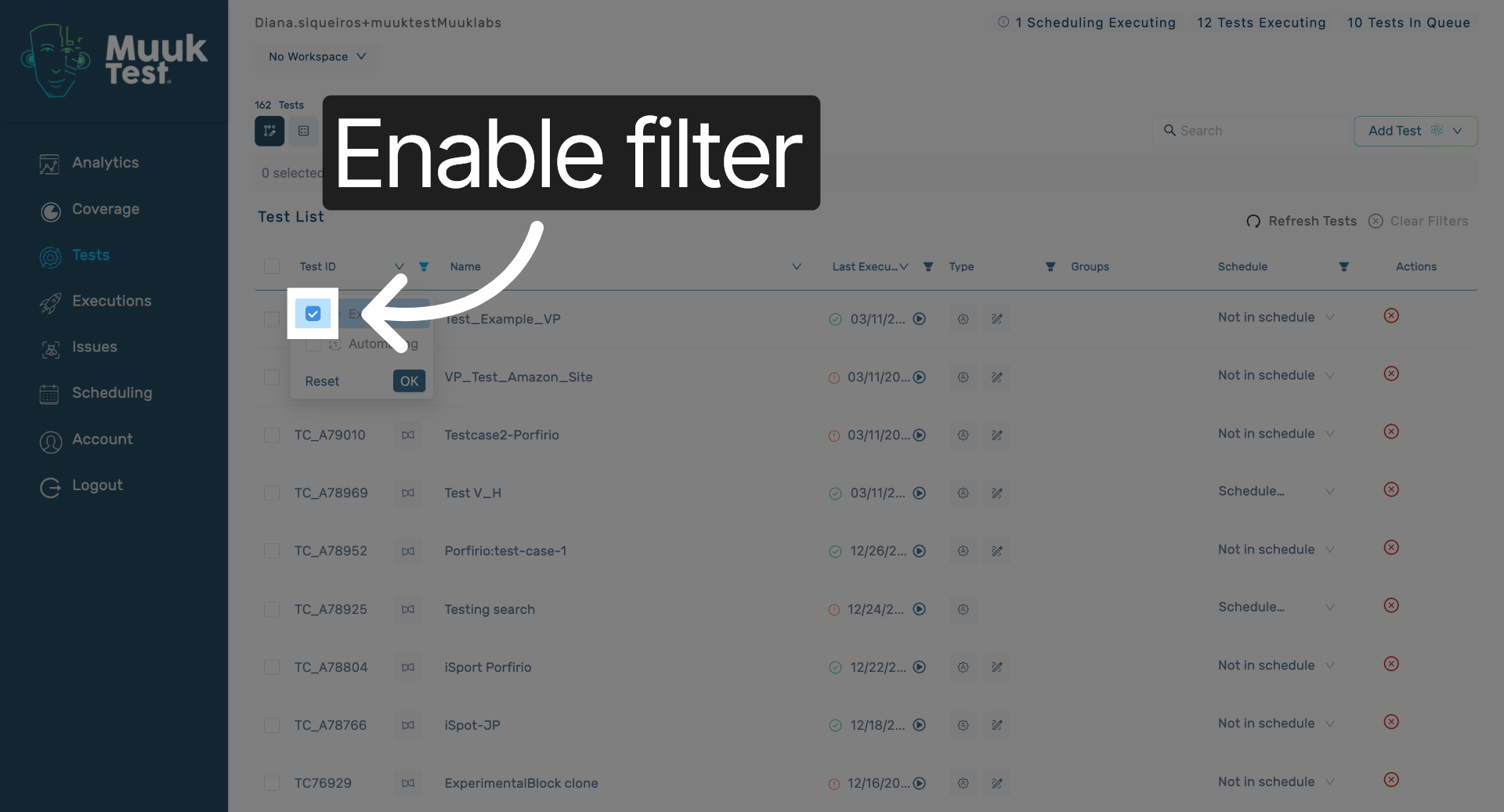 Enable Filter Option