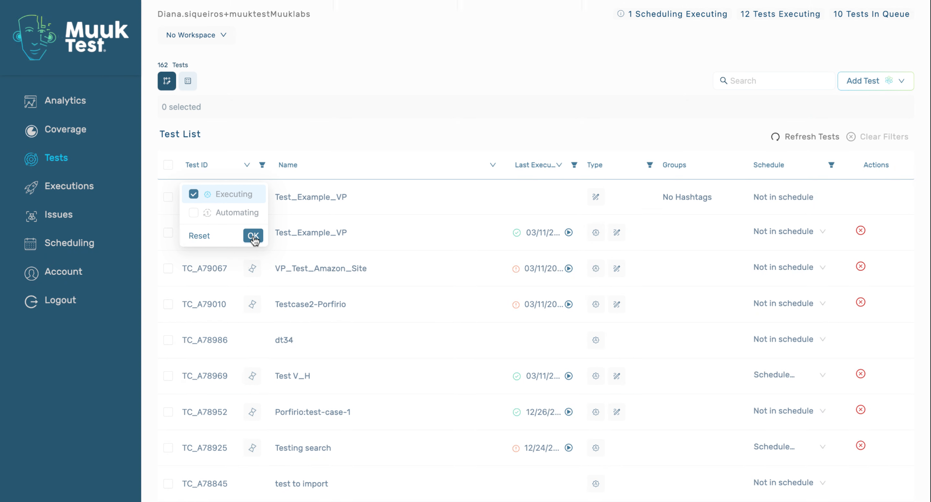 View Running and Queued Tests