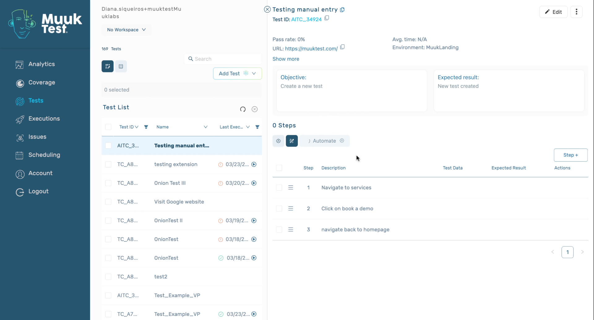 Generate Automated Test Steps