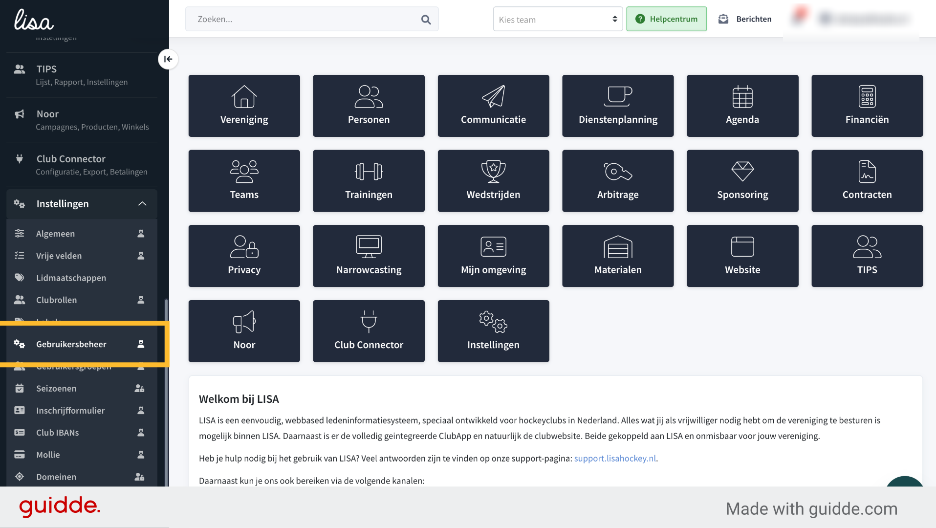 Klik op de submodule 'Gebruikersbheer'