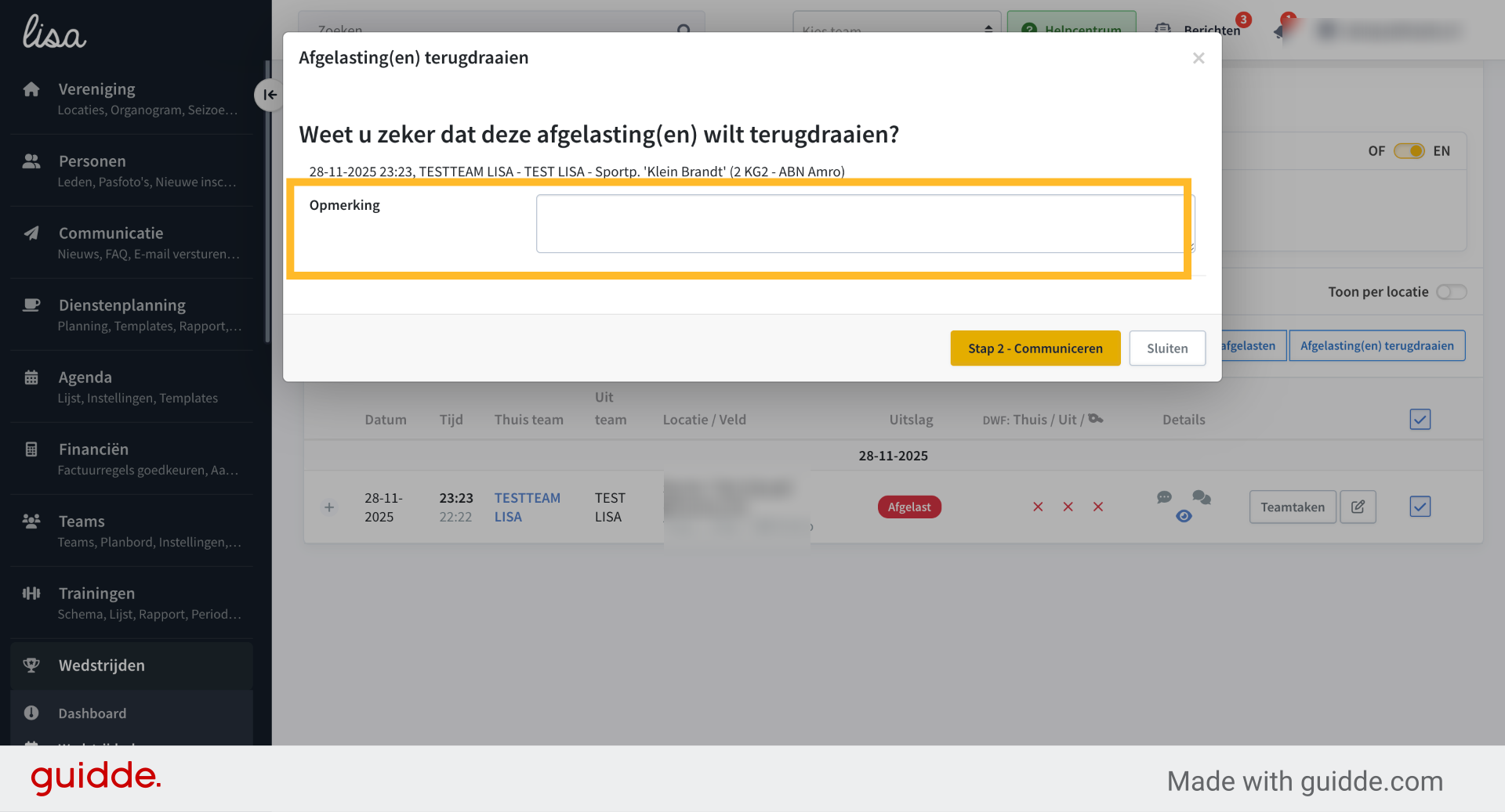 Voeg eventueel een opmerking toe