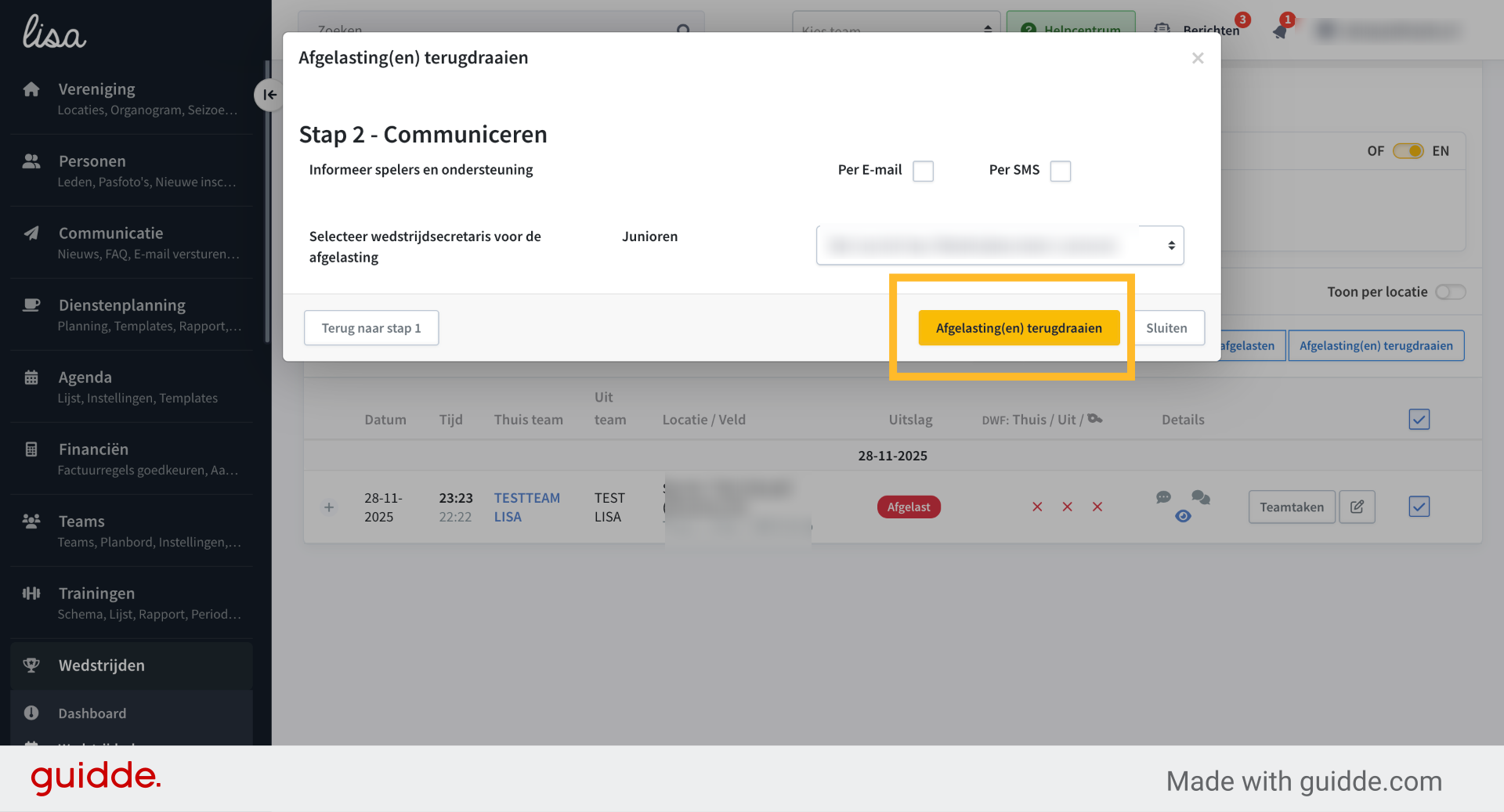 Klik op 'Afgelasting(en) terugdraaien'