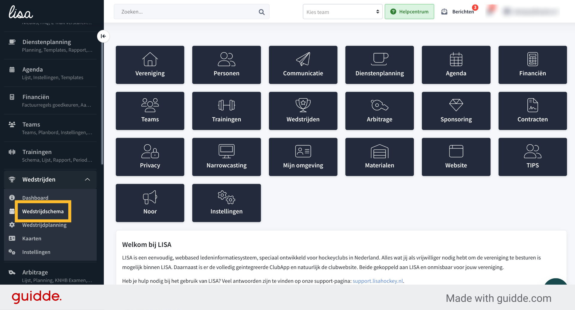 Ga naar de submodule 'Wedstrijdschema'
