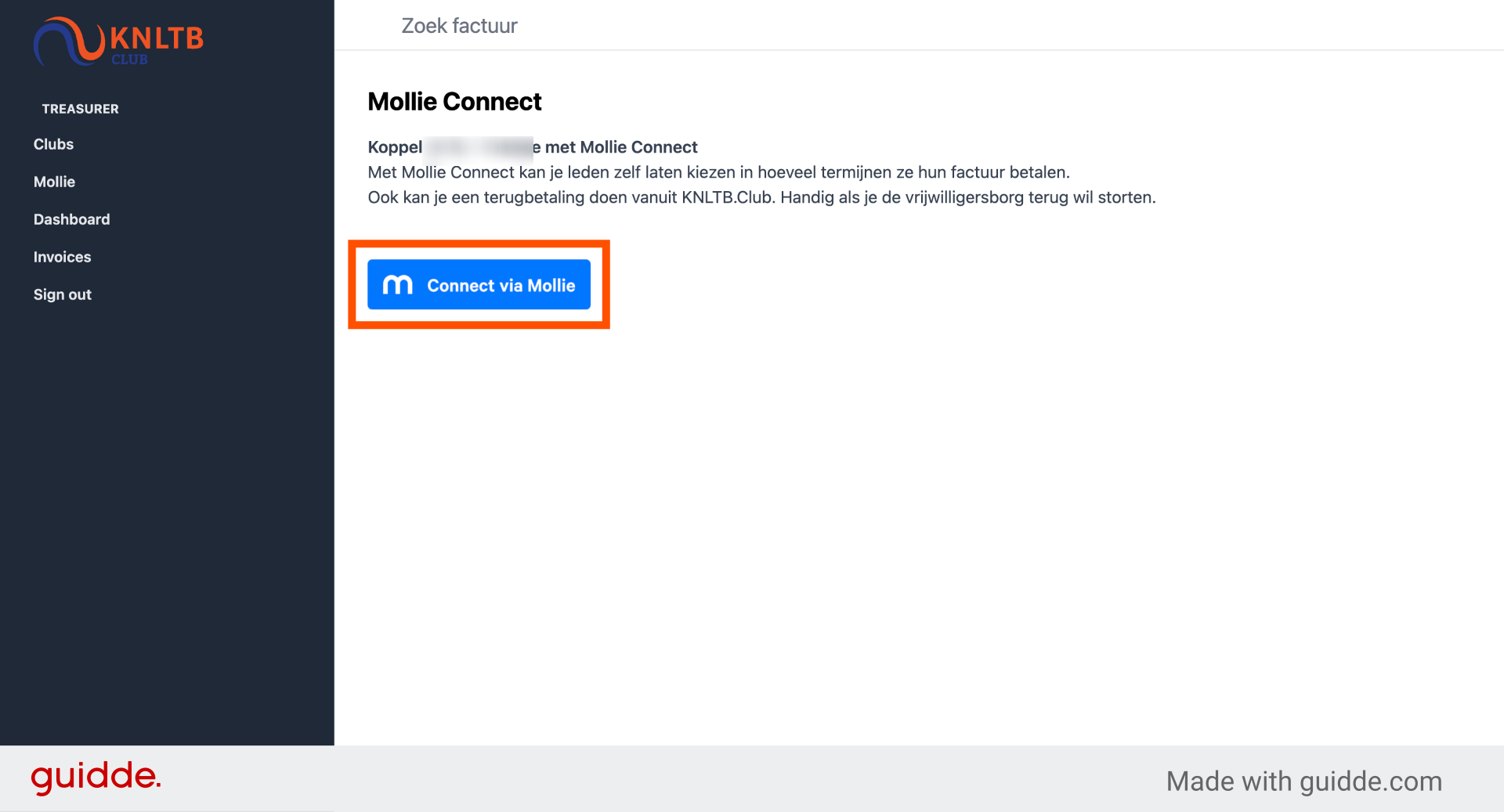 Klik op 'Connect via Mollie'