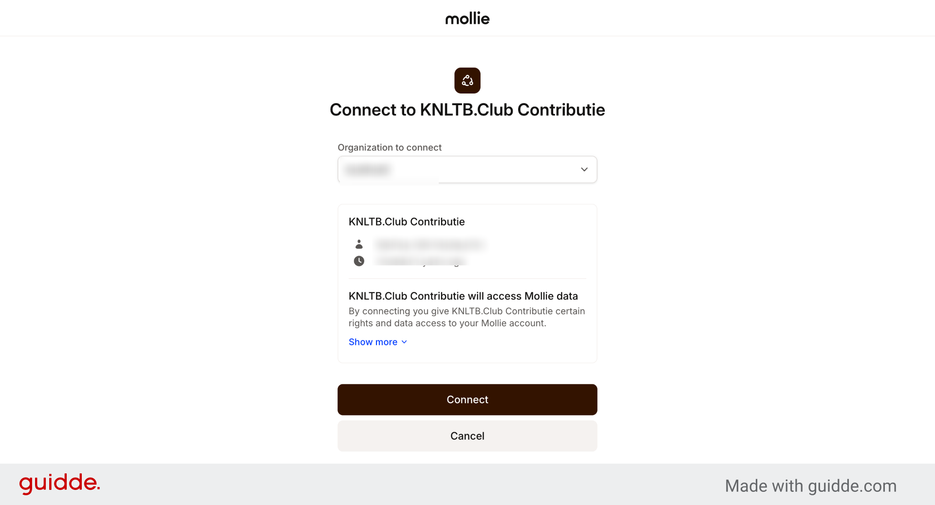 Kies de juiste organisatie & klik op 'Connect'