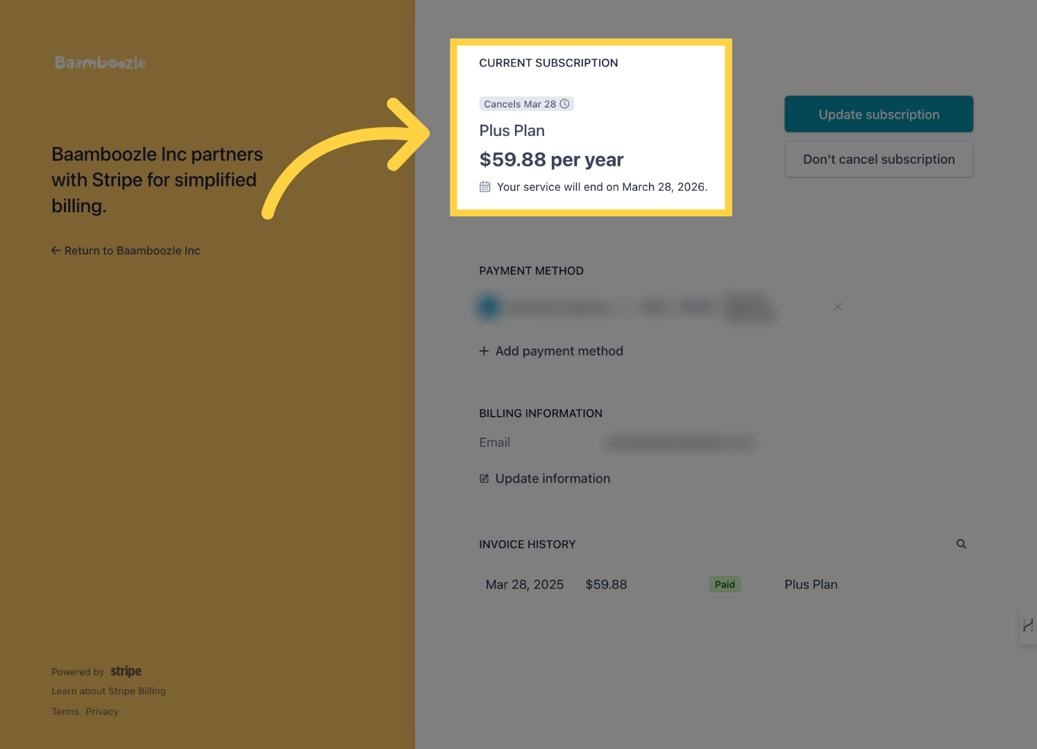 View your subscription