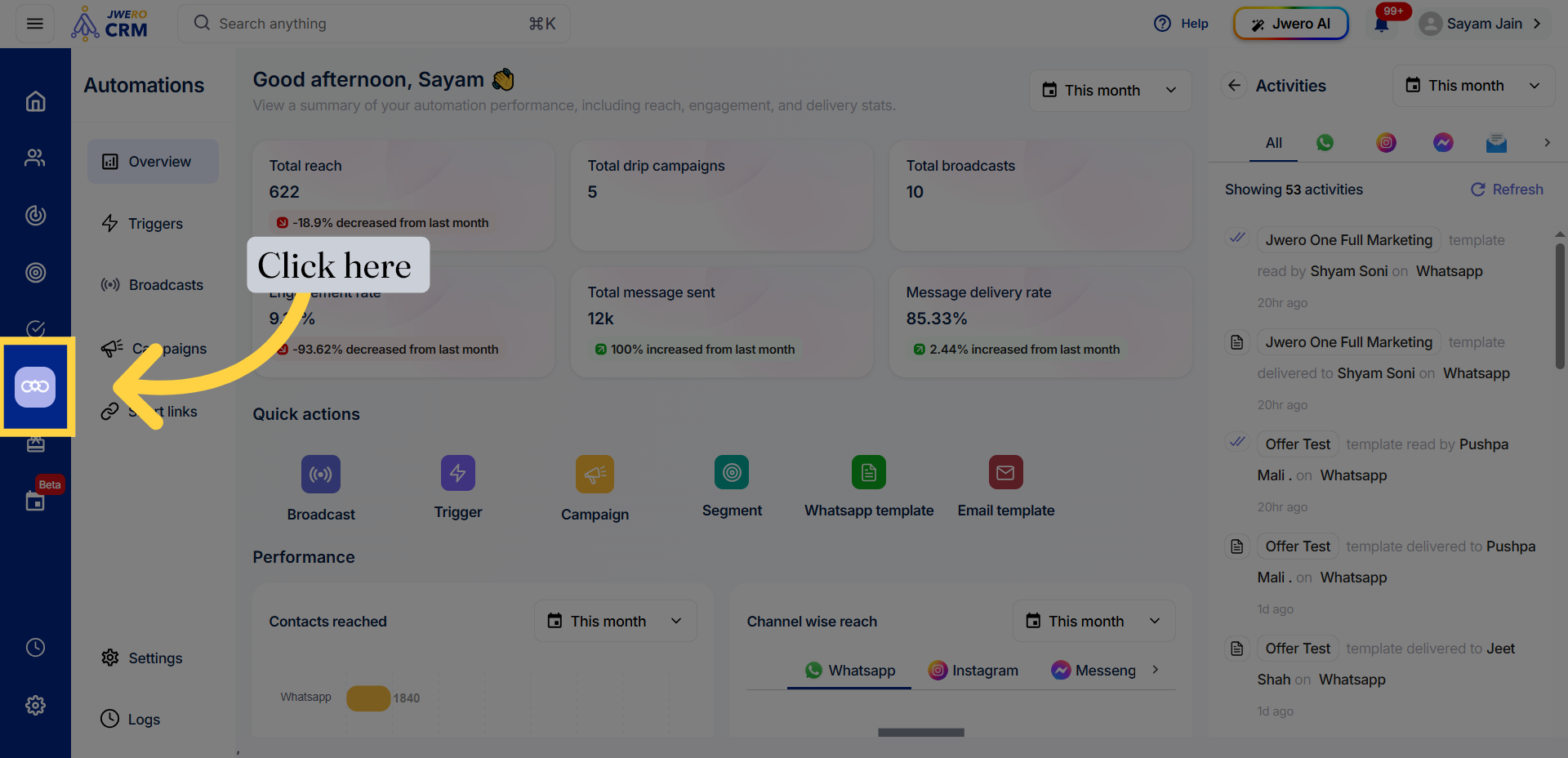 Access Jwero CRM Dashboard