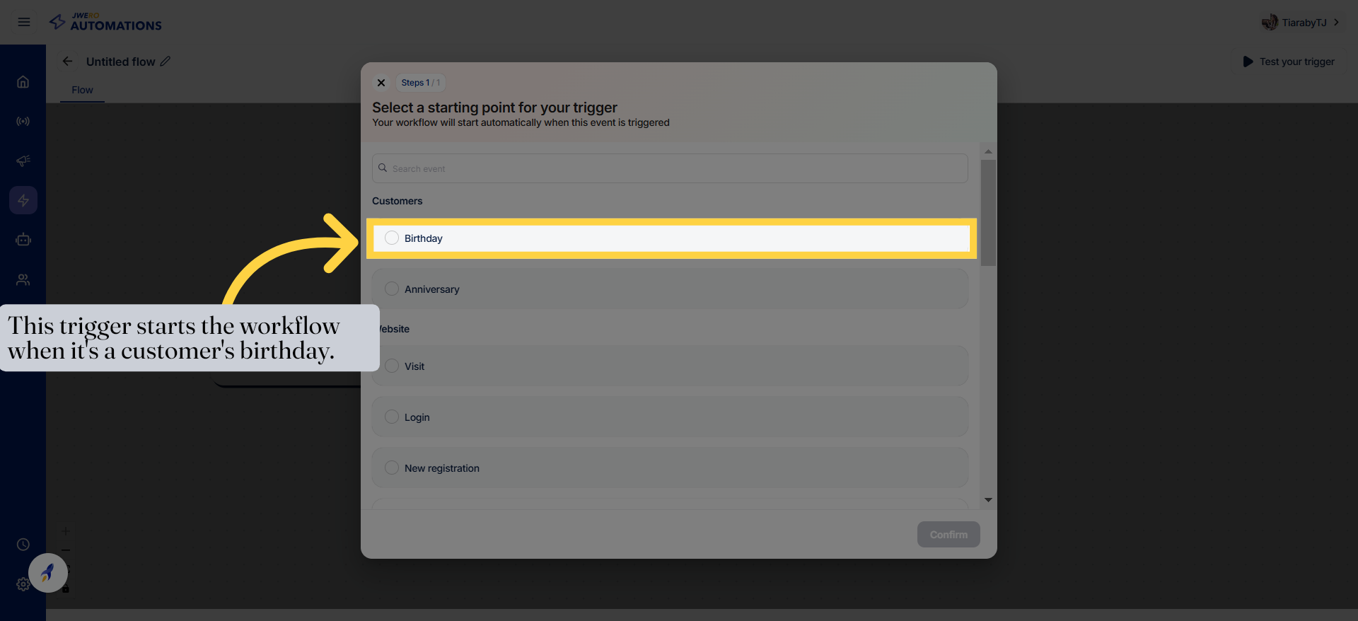 Customer Birthday Event