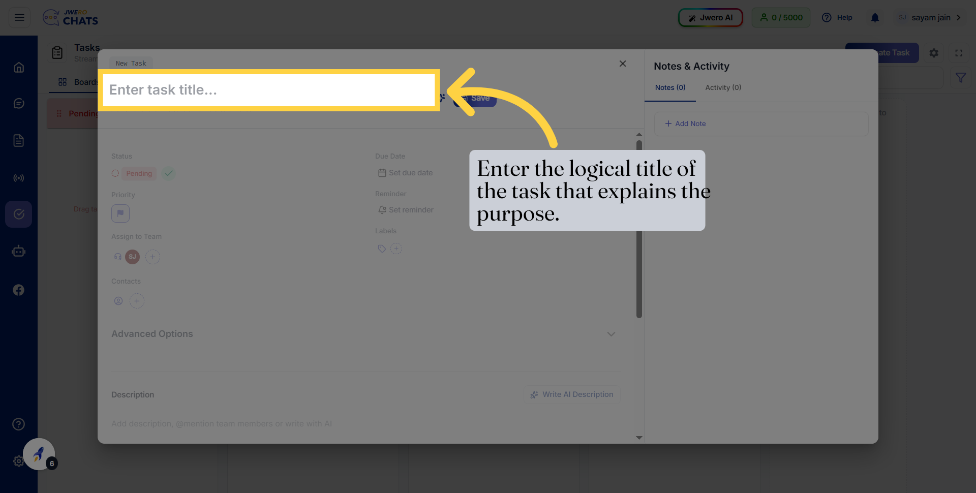 Select Task Title Field