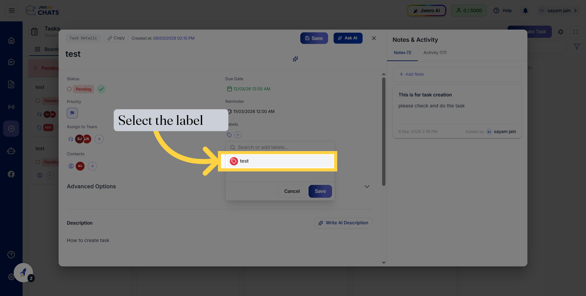 Select Existing Label