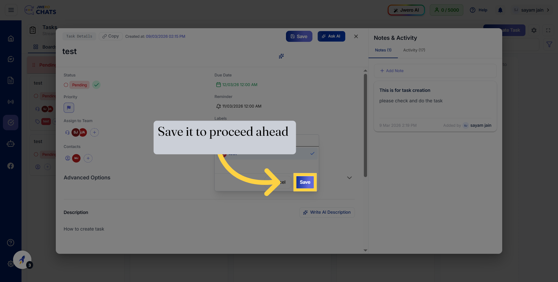 Save Label Selection