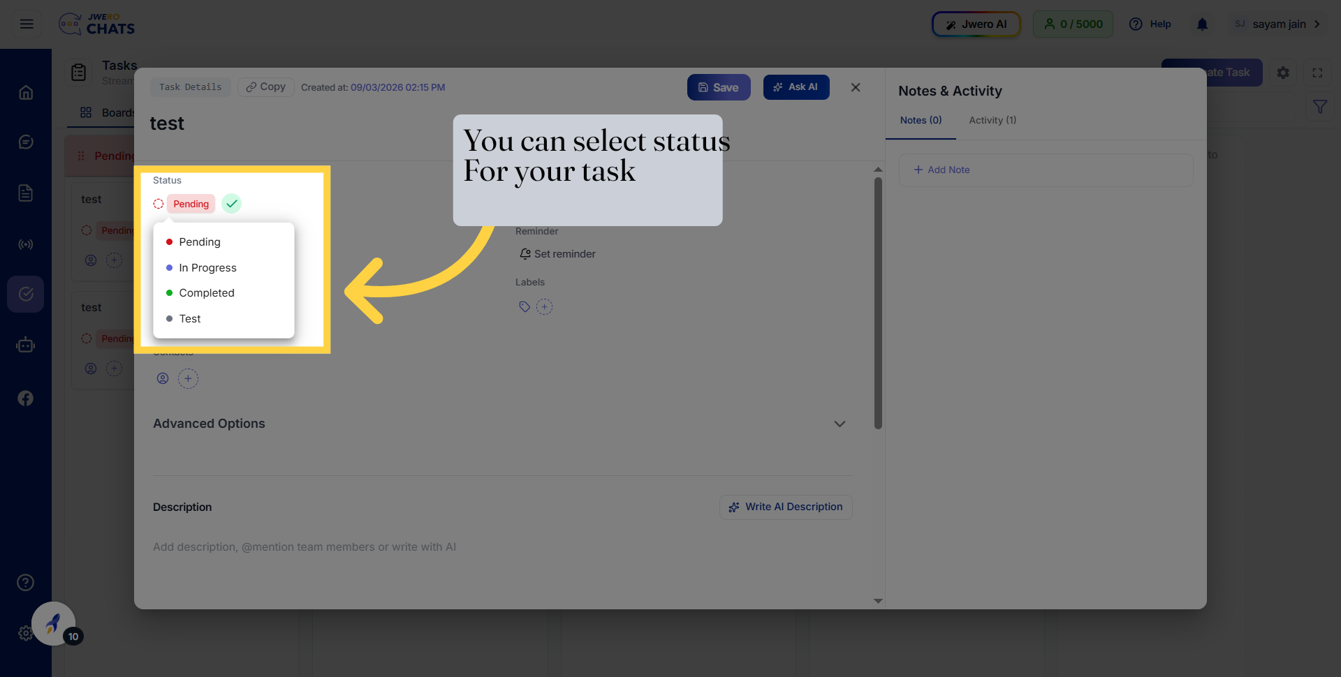 Access Status Options