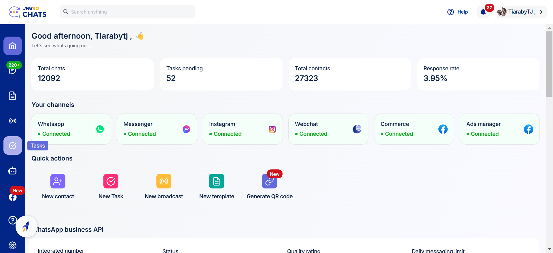 Click on the task icon to create a task.