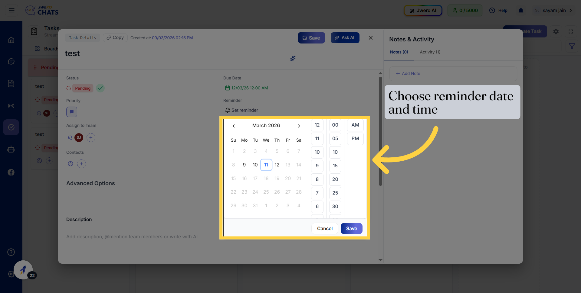 Select Reminder Date